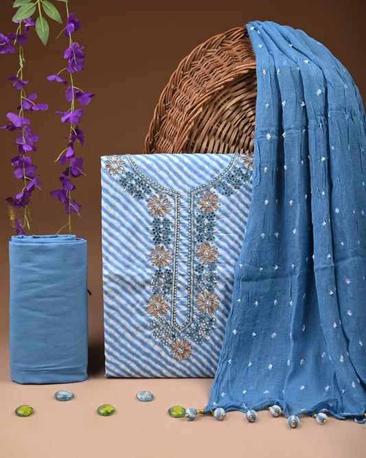 Designer zari gotapatti work Cotton Suit with chiffon dupatta(WAGP87)