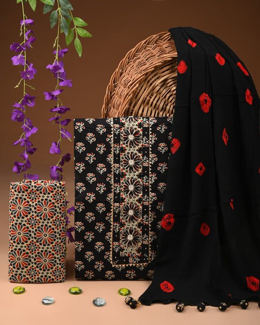 Designer zari gotapatti work Cotton Suit with chiffon dupatta(WAGP78)