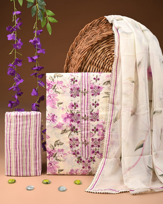 Designer zari gotapatti work Cotton Suit with chiffon dupatta(WAGP69)