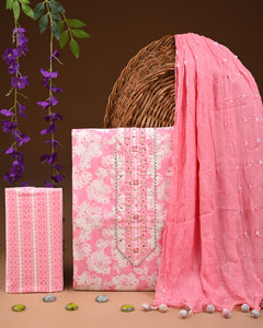 Designer zari gotapatti work Cotton Suit with chiffon dupatta(WAGP68)
