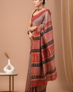 Premium Hand Block Printed Chanderi Silk Saree 59