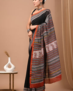 Premium Hand Block Printed Chanderi Silk Saree 62
