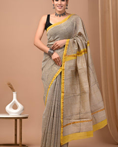 Premium Hand Block Printed Chanderi Silk Saree 61