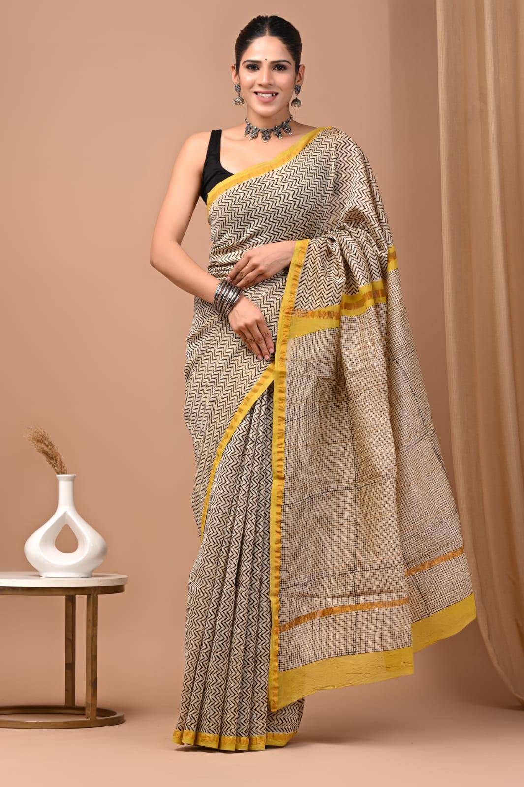 Premium Hand Block Printed Chanderi Silk Saree 61