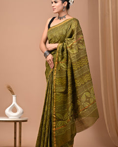 Premium Hand Block Printed Chanderi Silk Saree 63