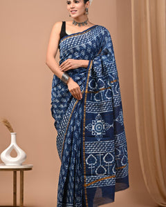 Premium Hand Block Printed Chanderi Silk Saree 64