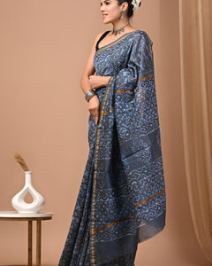 Premium Hand Block Printed Chanderi Silk Saree 66