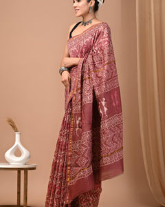 Premium Hand Block Printed Chanderi Silk Saree 68