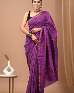 Premium Hand Block Printed Chanderi Silk Saree 69