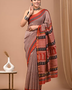 Premium Hand Block Printed Chanderi Silk Saree 70