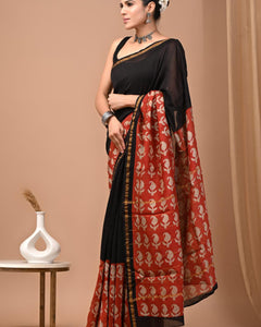 Premium Hand Block Printed Chanderi Silk Saree 71