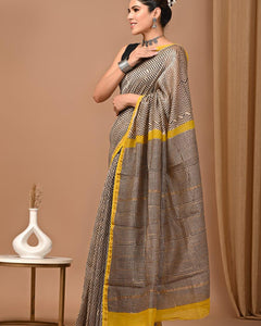 Premium Hand Block Printed Chanderi Silk Saree 73