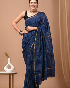 Premium Hand Block Printed Chanderi Silk Saree 74
