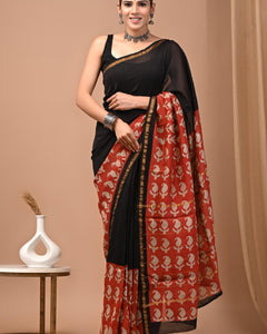 Premium Hand Block Printed Chanderi Silk Saree 80