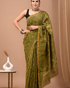 Premium Hand Block Printed Chanderi Silk Saree 78