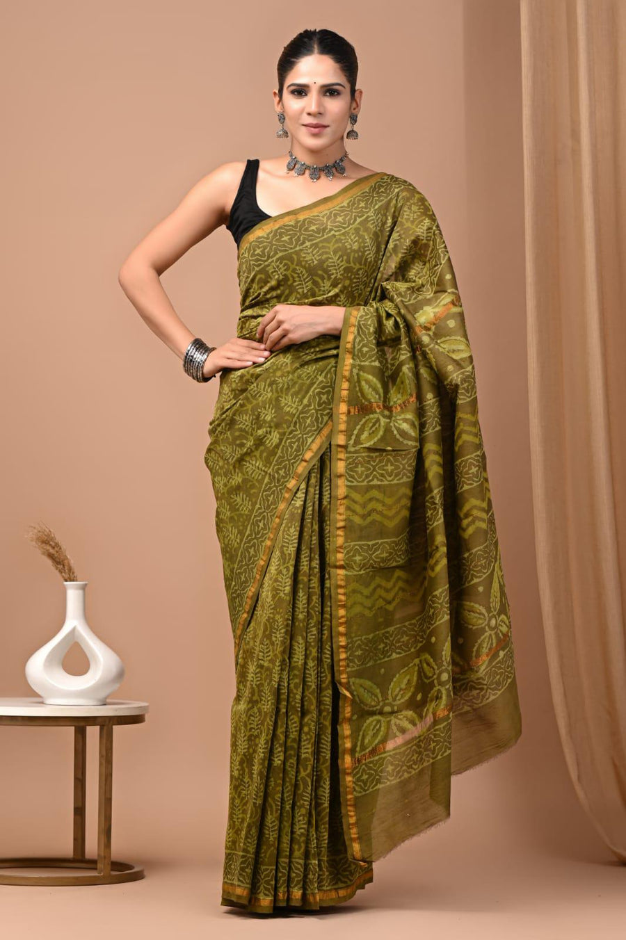 Premium Hand Block Printed Chanderi Silk Saree 78