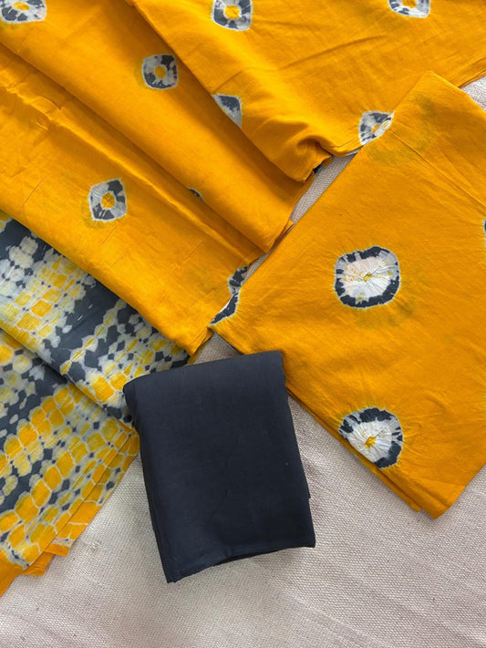 Designer Hand Block Print Cotton Suit Set with Mulmul Dupatta(WACOTMU108)
