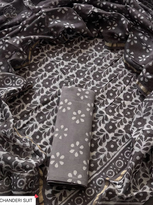 CHANDERI SILK SUIT WITH CHANDERI SILK DUPATTA 15