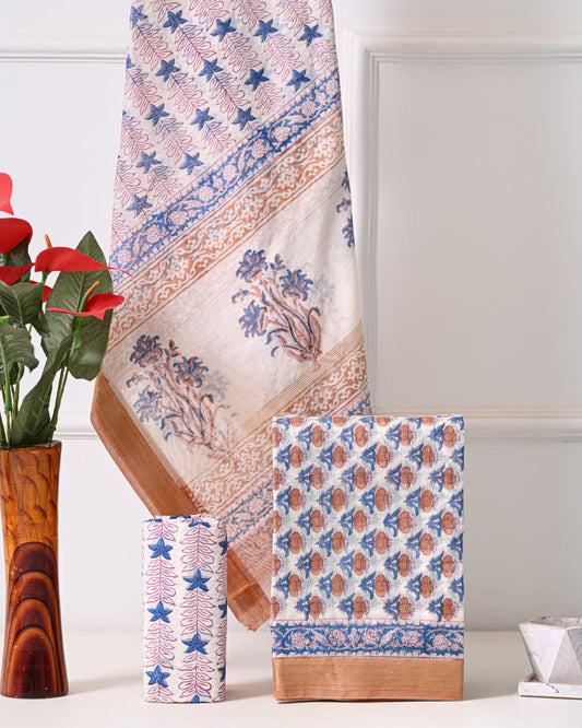 ELEGANT HAND BLOCK PRINT MAHESHWARI SILK SUIT SET 24