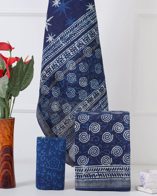 ELEGANT HAND BLOCK PRINT MAHESHWARI SILK SUIT SET 26
