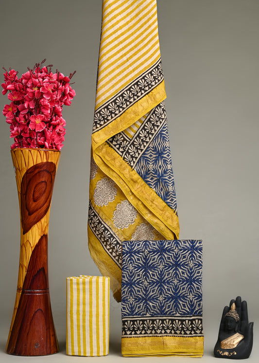 EXCLUSIVE ELEGANT HAND BLOCK PRINT MAHESHWARI SILK SUIT SET 27