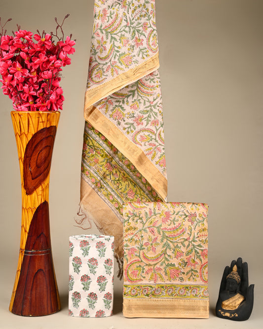 EXCLUSIVE ELEGANT HAND BLOCK PRINT MAHESHWARI SILK SUIT SET 28