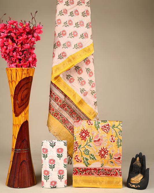 EXCLUSIVE ELEGANT HAND BLOCK PRINT MAHESHWARI SILK SUIT SET 29