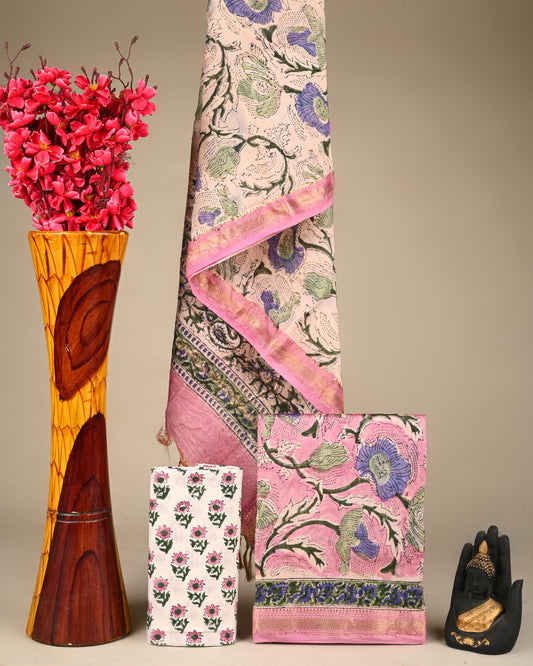 EXCLUSIVE ELEGANT HAND BLOCK PRINT MAHESHWARI SILK SUIT SET 31
