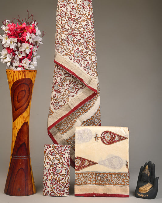 DESIGNER HAND BLOCK PRINT MAHESHWARI SILK SUIT SE 33