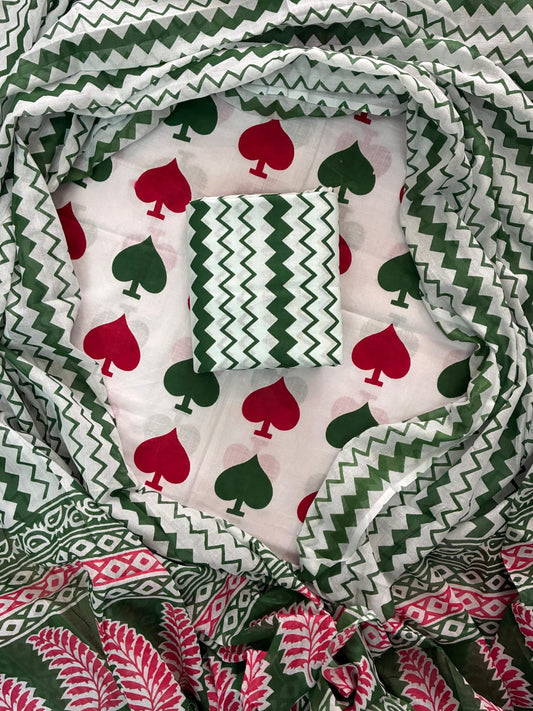 ELEGANT HAND BLOCK PRINT COTTON SUIT SET WITH MULMUL DUPATTA(WACOTMU101)