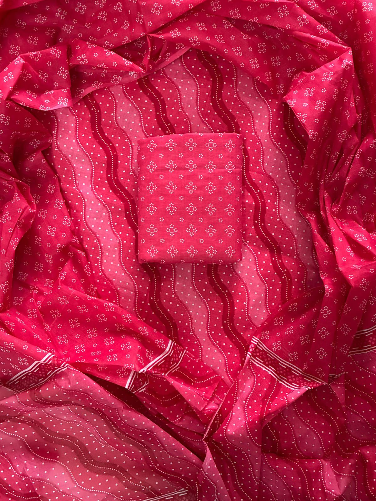 ELEGANT HAND BLOCK PRINT COTTON SUIT SET WITH MULMUL DUPATTA(WACOTMU03)