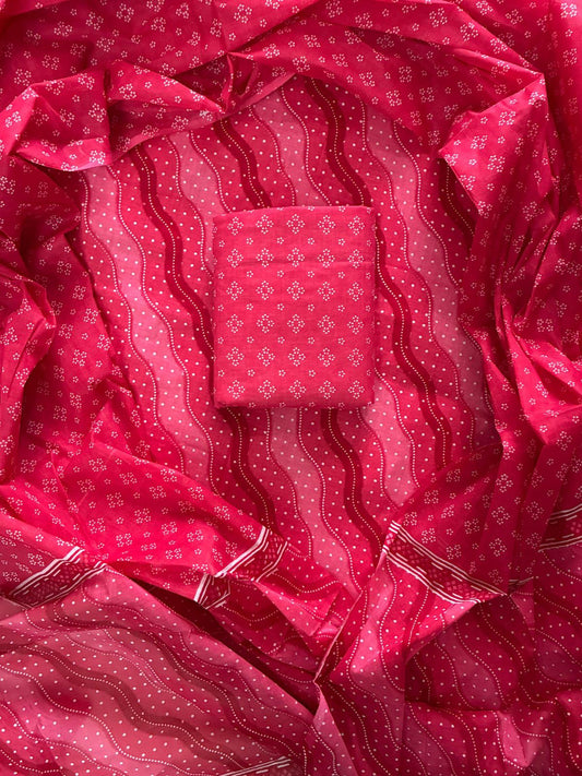 ELEGANT HAND BLOCK PRINT COTTON SUIT SET WITH MULMUL DUPATTA(WACOTMU03)