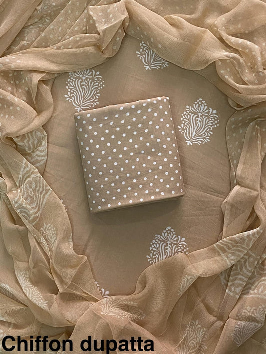 JAAL HAND BLOCK PRINT COTTON SUIT SET WITH CHIFFON DUPATTA(WACFCOTMU138)