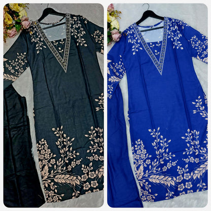 Featuring beautiful Heavy Suit Set which is beautifully decorated with hand work. It is paired with matching pants.(RRRD05)