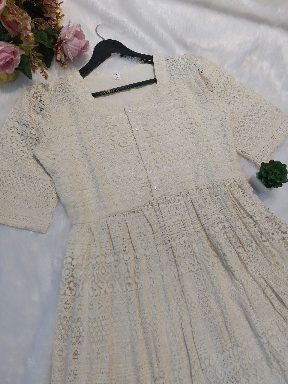 Introducing Beautiful pure cotton lace dress!! it will make you simple and classy look!! its our unique design!! very trendy dress from celebrity!! (RRRD13)