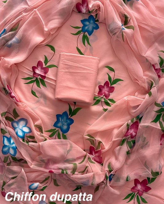 JAAL HAND BLOCK PRINT COTTON SUIT SET WITH CHIFFON DUPATTA(WACFCOTMU06)