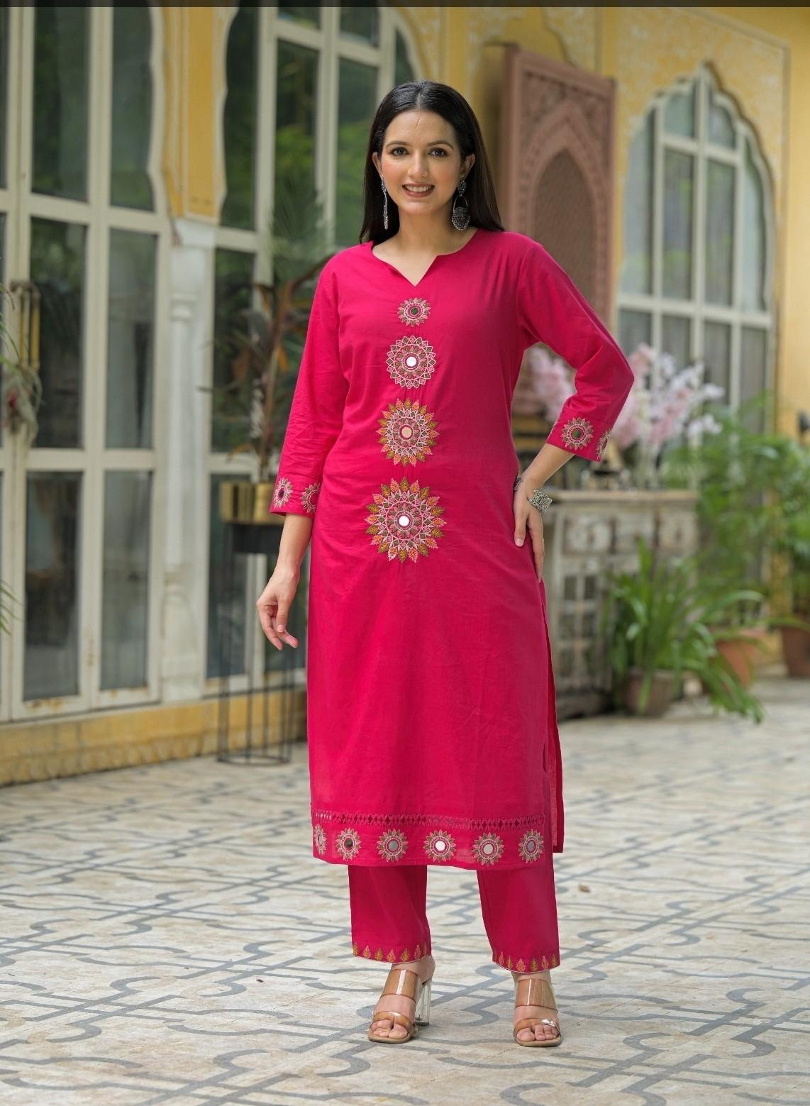 Pink Embroidered Kurta Set with Dupatta (SWDH01)