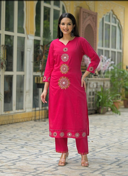 Pink Embroidered Kurta Set with Dupatta (SWDH01)