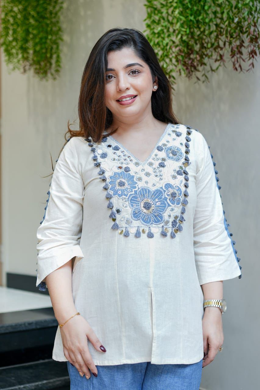 Embroidered Top With Kali Pants - EMBROIDERY WORK   detailing co-ord set perfect for your wardrobe (SWSC07)