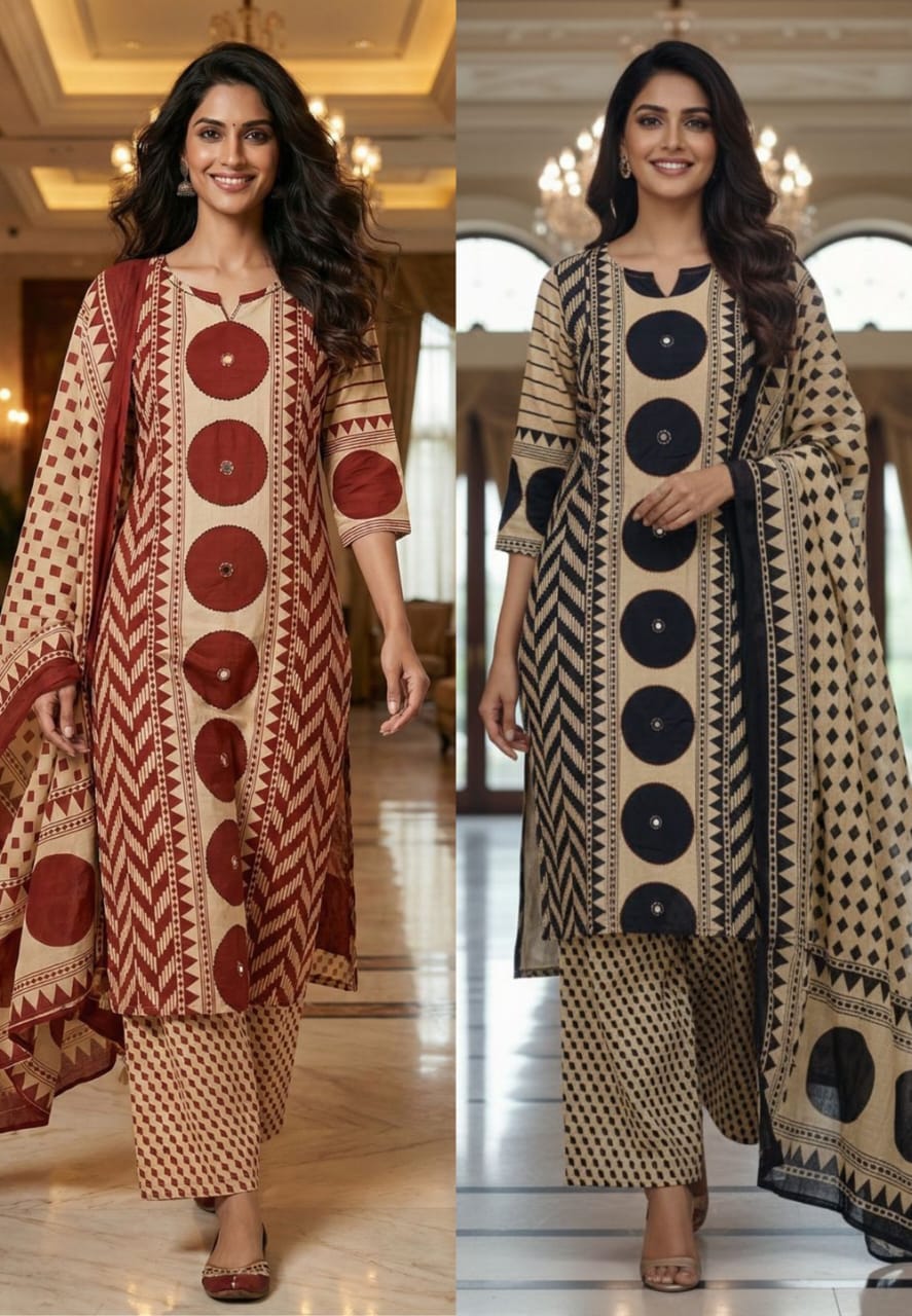 New In Ajrakh Cotton Suit Set  Crafted in 100% pure cotton (RD01)
