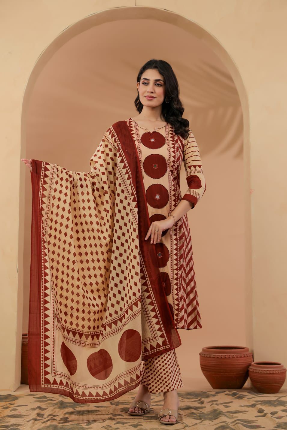 New In Ajrakh Cotton Suit Set  Crafted in 100% pure cotton (RD01)