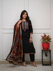 New stylish and affordable beautiful straight fit set with beautiful neck work and fabric pure Cotton slub. (SWSK01)