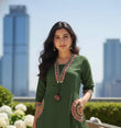 🌹🌹 fine Cotton flex fabric beautiful embroidery on neck, sleeves, pocket Kurti with plazo with cotton cotton flex🌹🌹 (SWSK03)