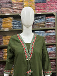 🌹🌹 fine Cotton flex fabric beautiful embroidery on neck, sleeves, pocket Kurti with plazo with cotton cotton flex🌹🌹 (SWSK03)