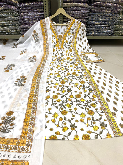 New stylish and affordable beautiful look straight set with beautiful print and fabric pure Cotton💃💃 (SWSK07)