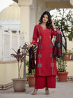Beautifull straight petan set with beautiful pech work and hand katha work on all over kurti (SWSK11)