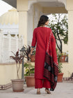 Beautifull straight petan set with beautiful pech work and hand katha work on all over kurti (SWSK11)