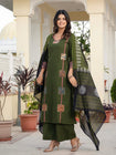 Beautifull straight petan set with beautiful pech work and hand katha work on all over kurti (SWSK11)