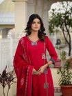 Beautifull straight petan set with beautiful pech work and hand katha work on all over kurti (SWSK11)