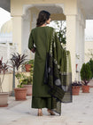 Beautifull straight petan set with beautiful pech work and hand katha work on all over kurti (SWSK11)